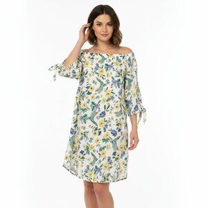 OLD NAVY Bird Print Dress Size Medium Off Shoulder Relaxed Beachy Resort